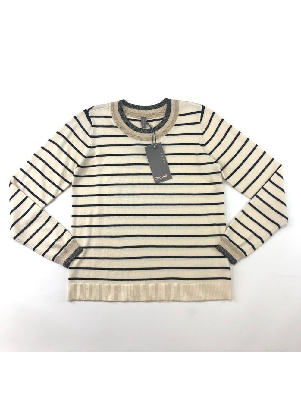 CULTURE cream black Annemarie pullover stripe sweater NEW with tags Medium